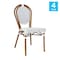 Flash Furniture Lourdes Thonet French Bistro Stacking Chair, White/Navy PE Rattan/Bamboo Print Alum Frame, 4PK 4-SDA-AD642002S-WHNVY-NAT-GG - alternate 3